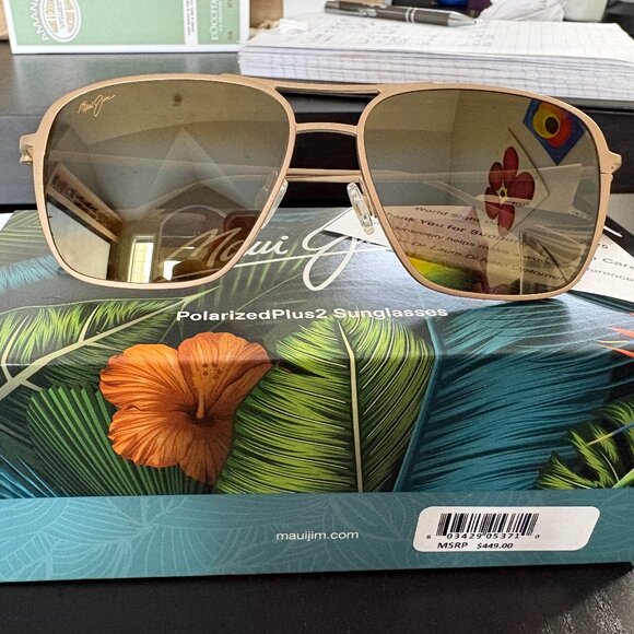 Maui Jim Aviator Sunglasses - Satin Gold - NEW - Picture 1 of 4